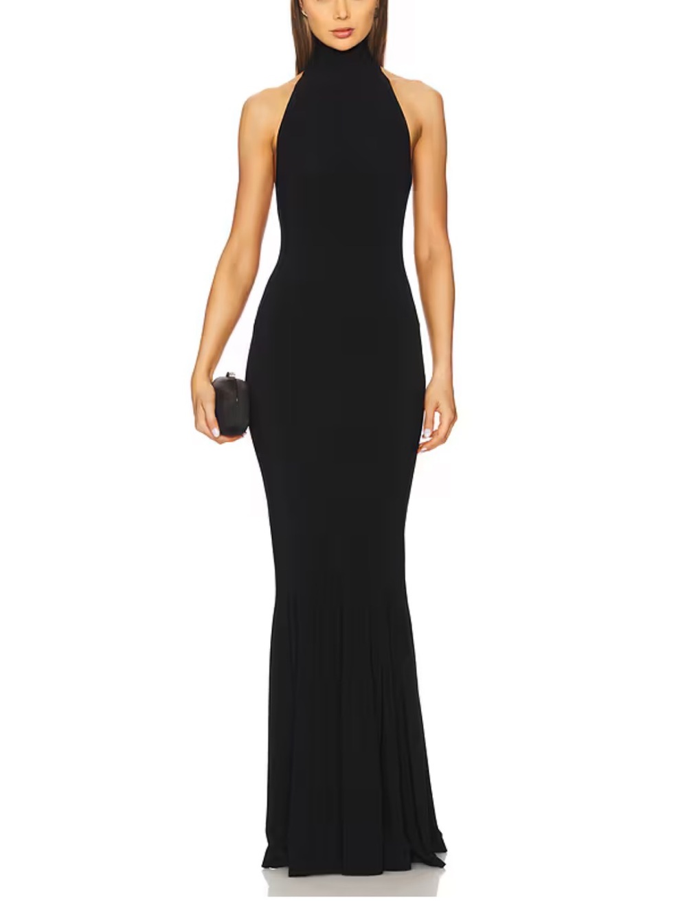 Norma Kamali Halter Fishtail Gown in Black